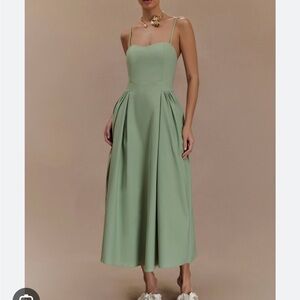 MESHKI Rebecca Cotton Midi Dress in Basil